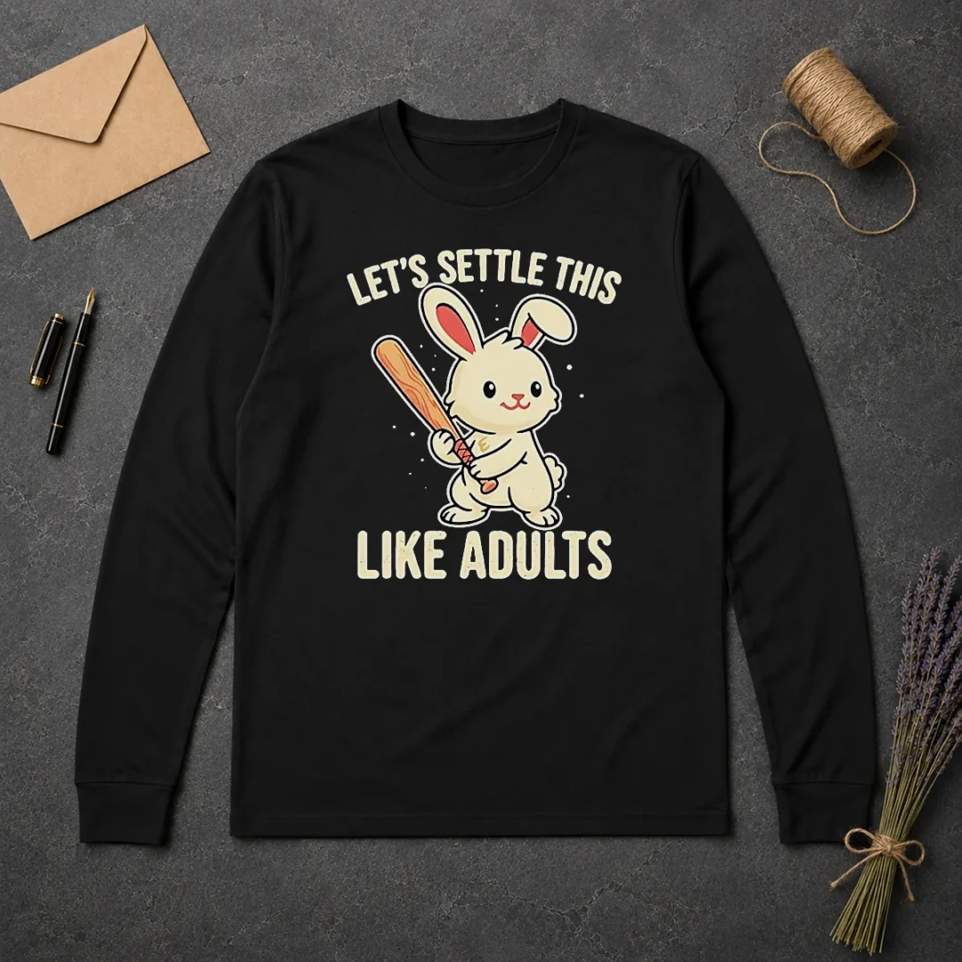 Awesome Rabbit Holding Baseball Bat Let'S Settle This Like Adults Long Sleeve Shirt Awesome Rabbit Holding Baseball Bat Let'S Settle This Like Adults Long Sleeve Shirt
