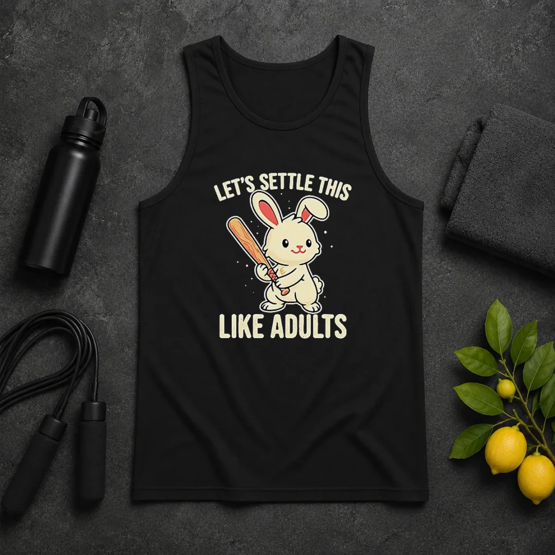 Awesome Rabbit Holding Baseball Bat Let'S Settle This Like Adults Tank Top Awesome Rabbit Holding Baseball Bat Let'S Settle This Like Adults Tank Top
