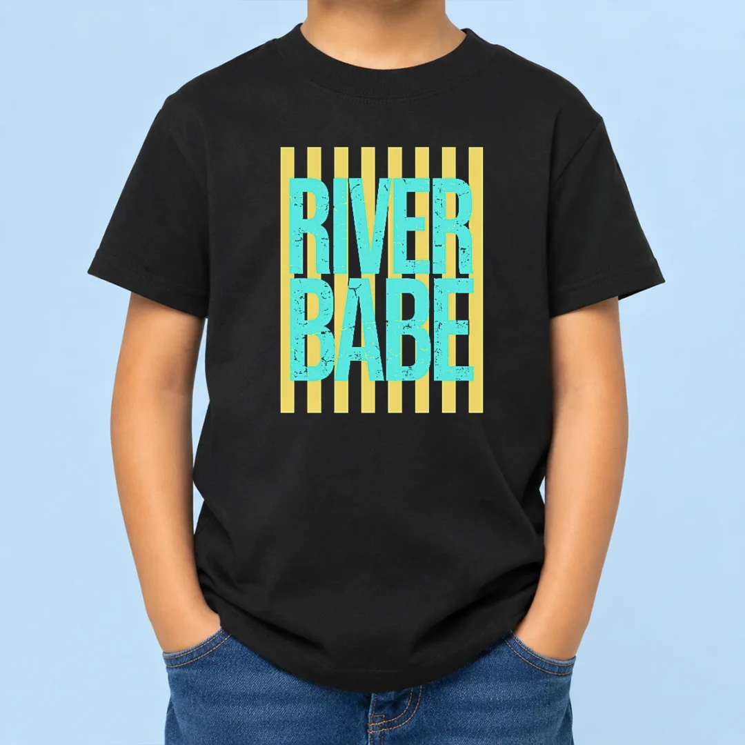awesome-river-babe-retro-stripes-sunshine-kids-t-shirt Awesome River Babe Retro Stripes Sunshine Kids T-Shirt
