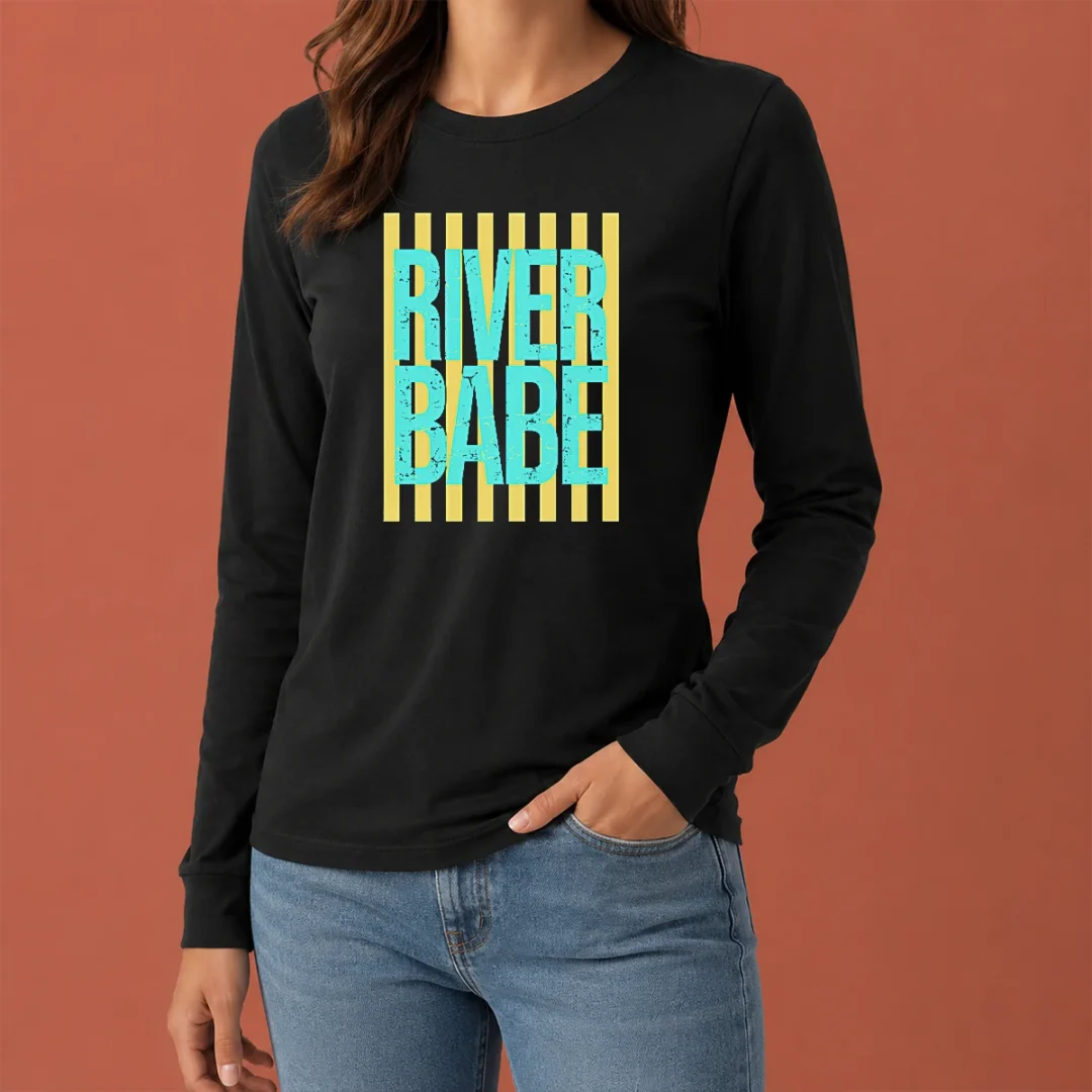 awesome-river-babe-retro-stripes-sunshine-long-sleeve-shirt Awesome River Babe Retro Stripes Sunshine Long Sleeve Shirt