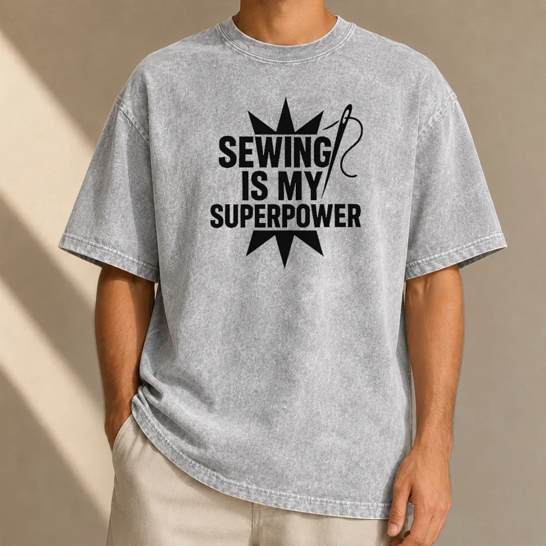 awesome-sewing-is-my-superpower-seamstress-quilting-washed-t-shirt Awesome Sewing Is My Superpower Seamstress Quilting Washed T-Shirt
