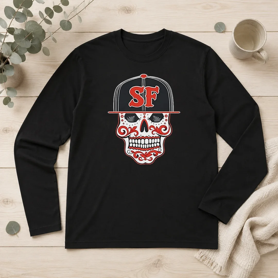awesome-sf-sugar-skull-san-francisco-hat-long-sleeve-shirt Awesome Sf Sugar Skull San Francisco Hat Long Sleeve Shirt