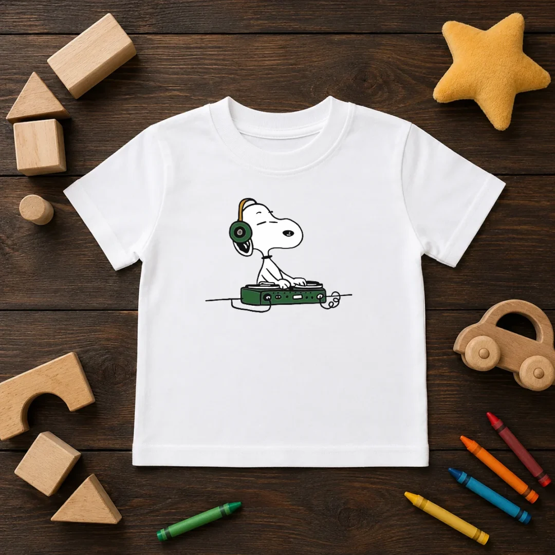 awesome-snoopy-peanuts-playing-dj-kids-t-shirt Awesome Snoopy Peanuts Playing DJ Kids T-Shirt