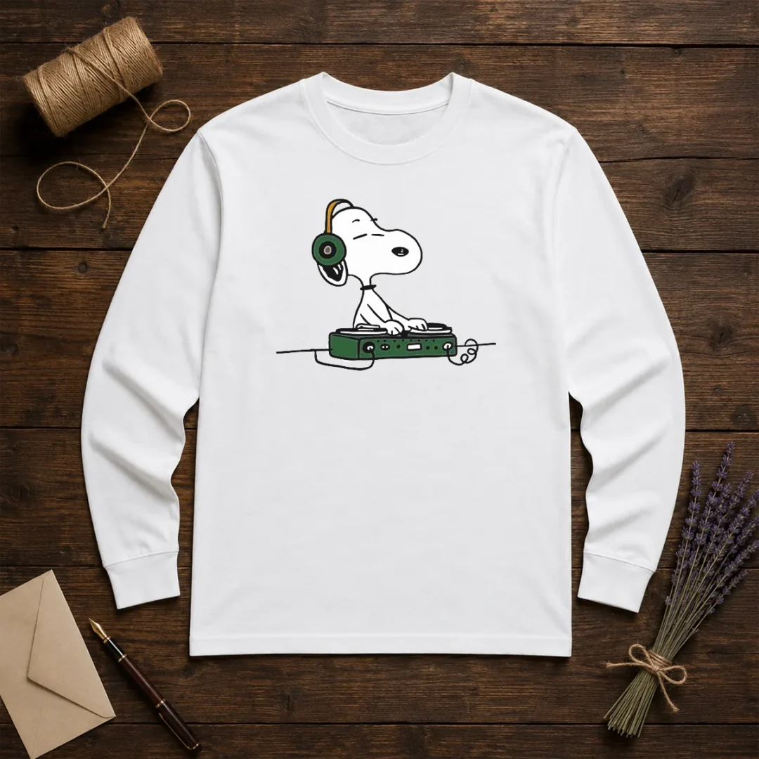 awesome-snoopy-peanuts-playing-dj-long-sleeve-shirt Awesome Snoopy Peanuts Playing DJ Long Sleeve Shirt
