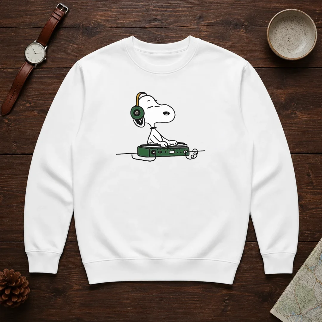 awesome-snoopy-peanuts-playing-dj-sweater Awesome Snoopy Peanuts Playing DJ Sweater