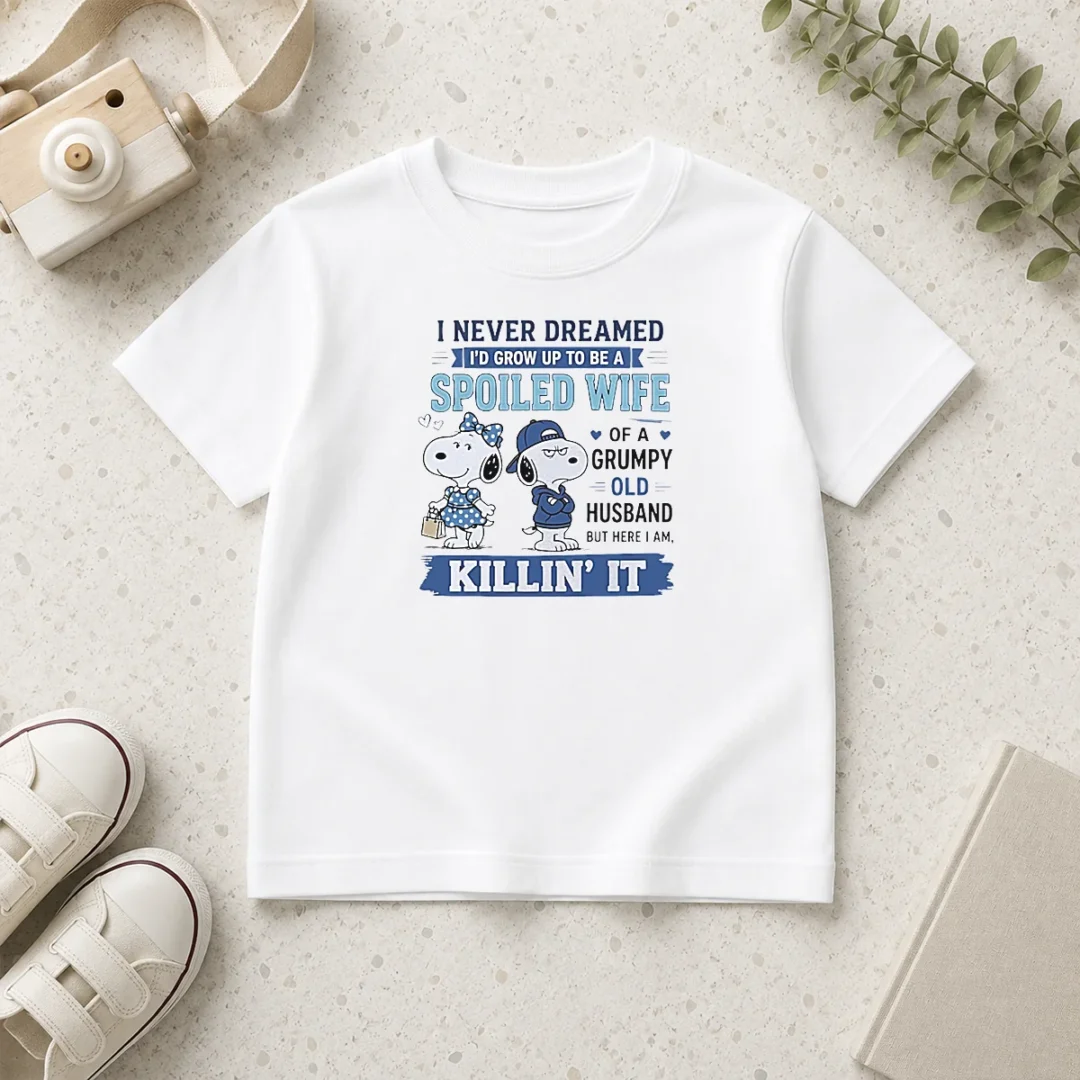 awesome-snoopy-spoiled-wife-of-a-grumpy-old-husband-killin-it-kids-t-shirt Awesome Snoopy Spoiled Wife Of A Grumpy Old Husband Killin It Kids T-Shirt