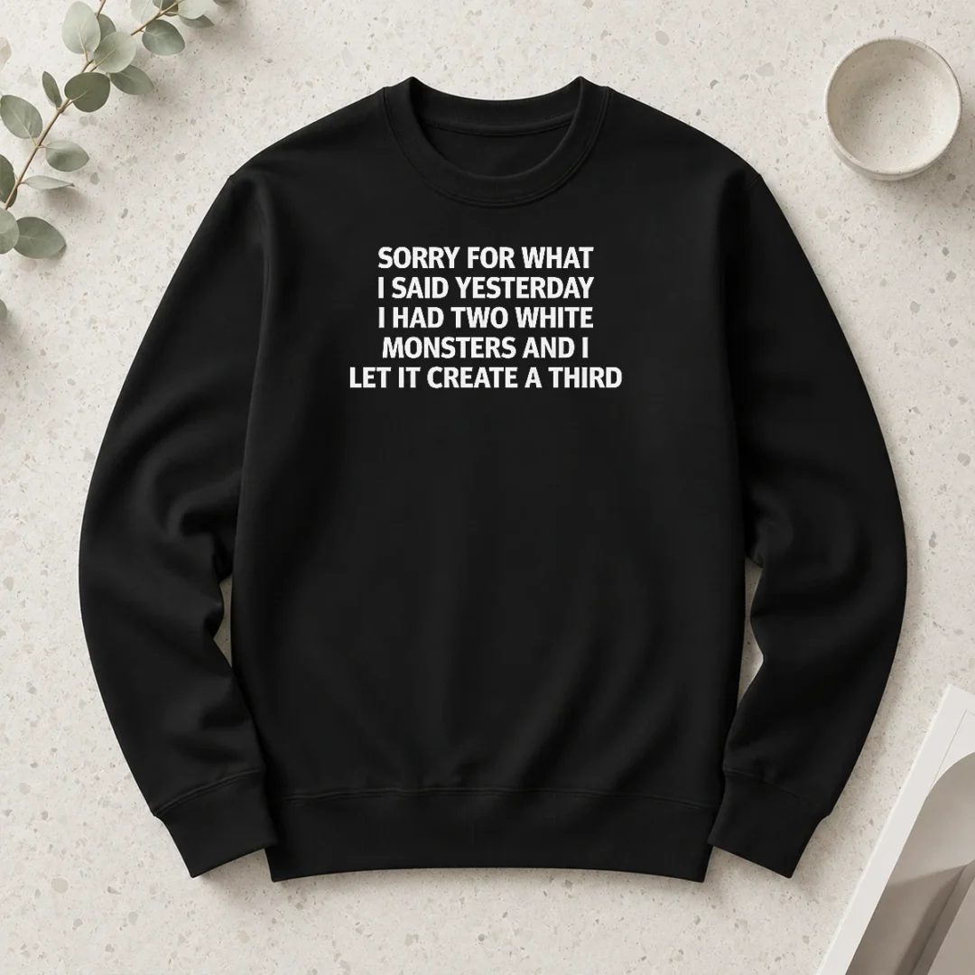 awesome-sorry-for-what-i-said-yesterday-i-had-two-white-monsters-and-i-let-it-create-a-third-long-sleeve-shirt Awesome Sorry For What I Said Yesterday I Had Two White Monsters And I Let It Create A Third Long Sleeve Shirt