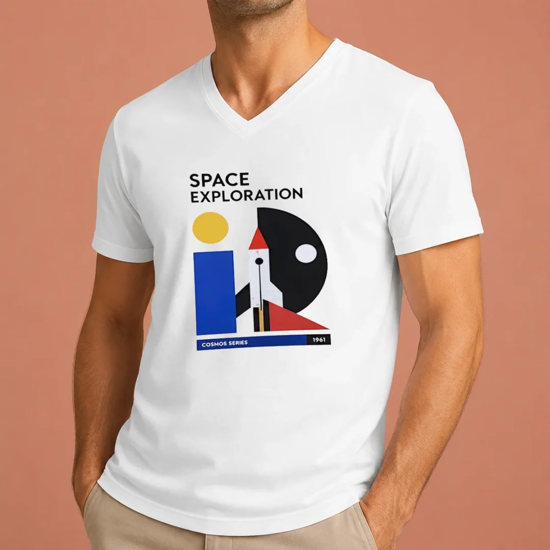 awesome-space-exploration-cosmos-series-1961-retro-poster-v-neck-shirt Awesome Space Exploration Cosmos Series 1961 Retro Poster V-Neck Shirt