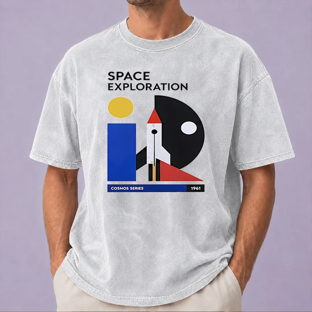 awesome-space-exploration-cosmos-series-1961-retro-poster-washed-t-shirt Awesome Space Exploration Cosmos Series 1961 Retro Poster printed on a soft washed t shirt in vintage style
