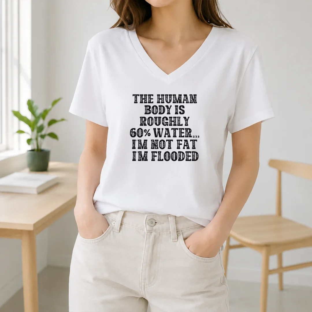 Awesome The Human Body Is Roughly 60 Percent Water I'M Not Fat I'M Flooded V Neck Shirt Awesome The Human Body Is Roughly 60 Percent Water I'M Not Fat I'M Flooded V-Neck Shirt