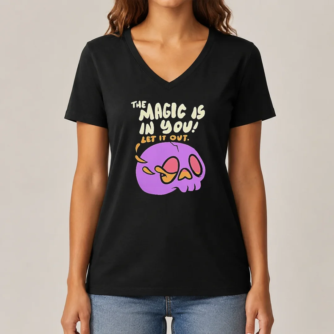 awesome-the-magic-is-in-you-let-it-out-skull-inspirational-v-neck-shirt Awesome The Magic Is In You Let It Out Skull Inspirational V Neck Shirt with bold graphic and uplifting message