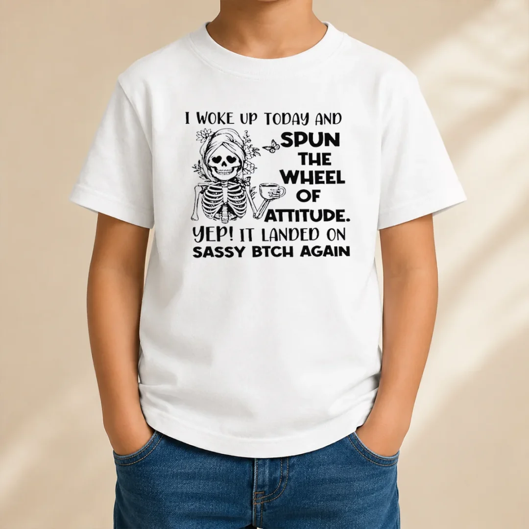 awesome-top-skeleton-women-i-woke-up-today-and-spun-the-wheel-of-attitude-sassy-bitch-again-kids-t-shirt Awesome Top Skeleton Women I Woke Up Today And Spun The Wheel Of Attitude Sassy Bitch Again Kids T-Shirt