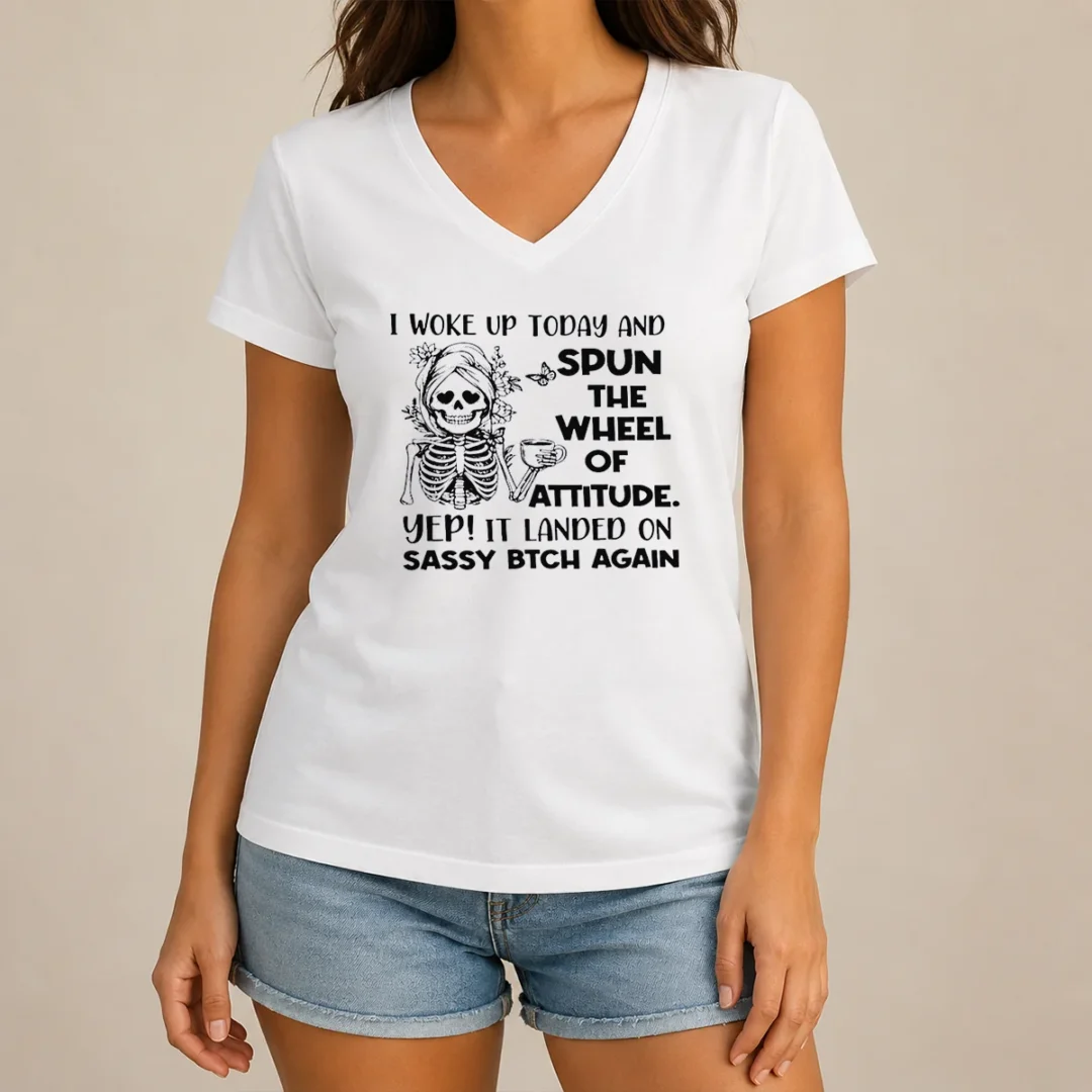 awesome-top-skeleton-women-i-woke-up-today-and-spun-the-wheel-of-attitude-sassy-bitch-again-v-neck-shirt Awesome Top Skeleton Women I Woke Up Today And Spun The Wheel Of Attitude Sassy Bitch Again V-Neck Shirt