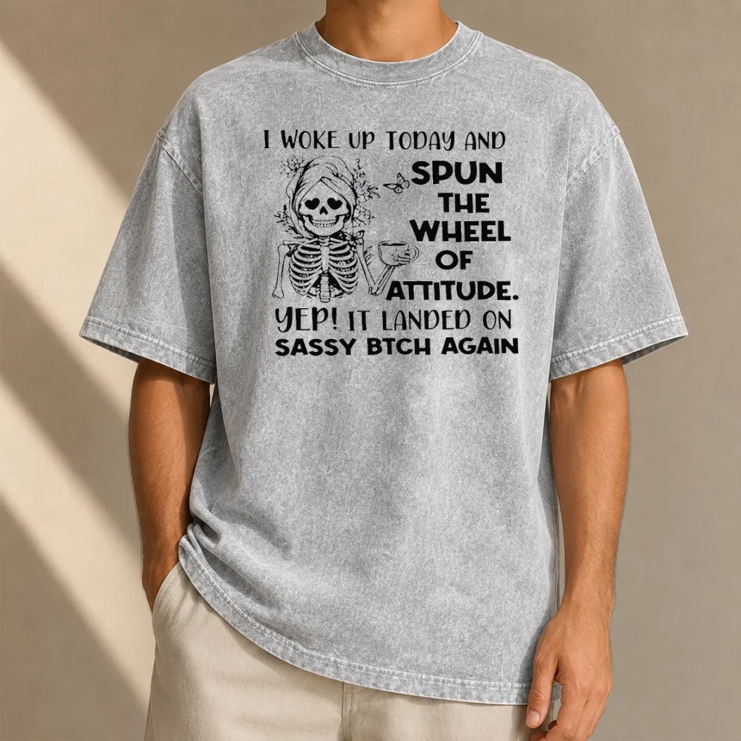 awesome-top-skeleton-women-i-woke-up-today-and-spun-the-wheel-of-attitude-sassy-bitch-again-washed-t-shirt Awesome Top Skeleton Women I Woke Up Today And Spun The Wheel Of Attitude Sassy Bitch Again Washed T-Shirt