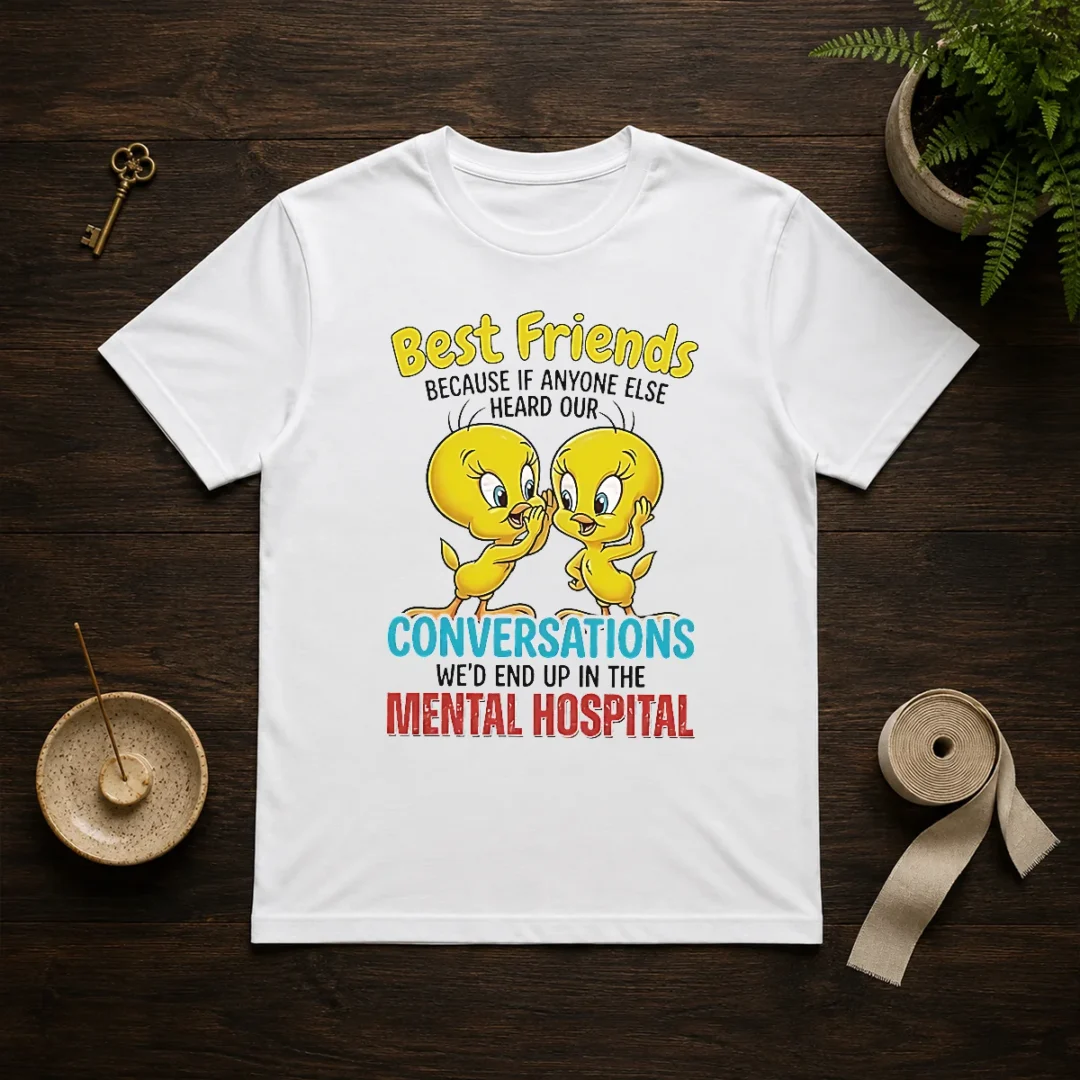 awesome-tweety-because-if-anyone-else-heard-our-conversations-mental-hospital-t-shirt Awesome Tweety Because If Anyone Else Heard Our Conversations Mental Hospital t shirt in black, front view