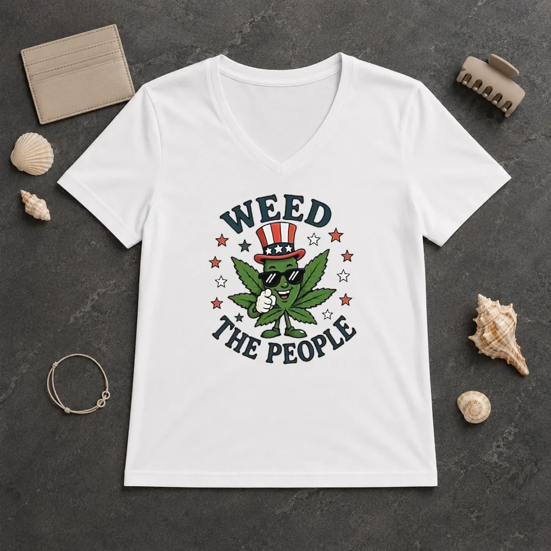 Awesome Weed The People Cannabis Uncle Sam Character Patriotic Leaf Symbol V Neck Shirt Awesome Weed The People Cannabis Uncle Sam Character Patriotic Leaf Symbol V-Neck Shirt