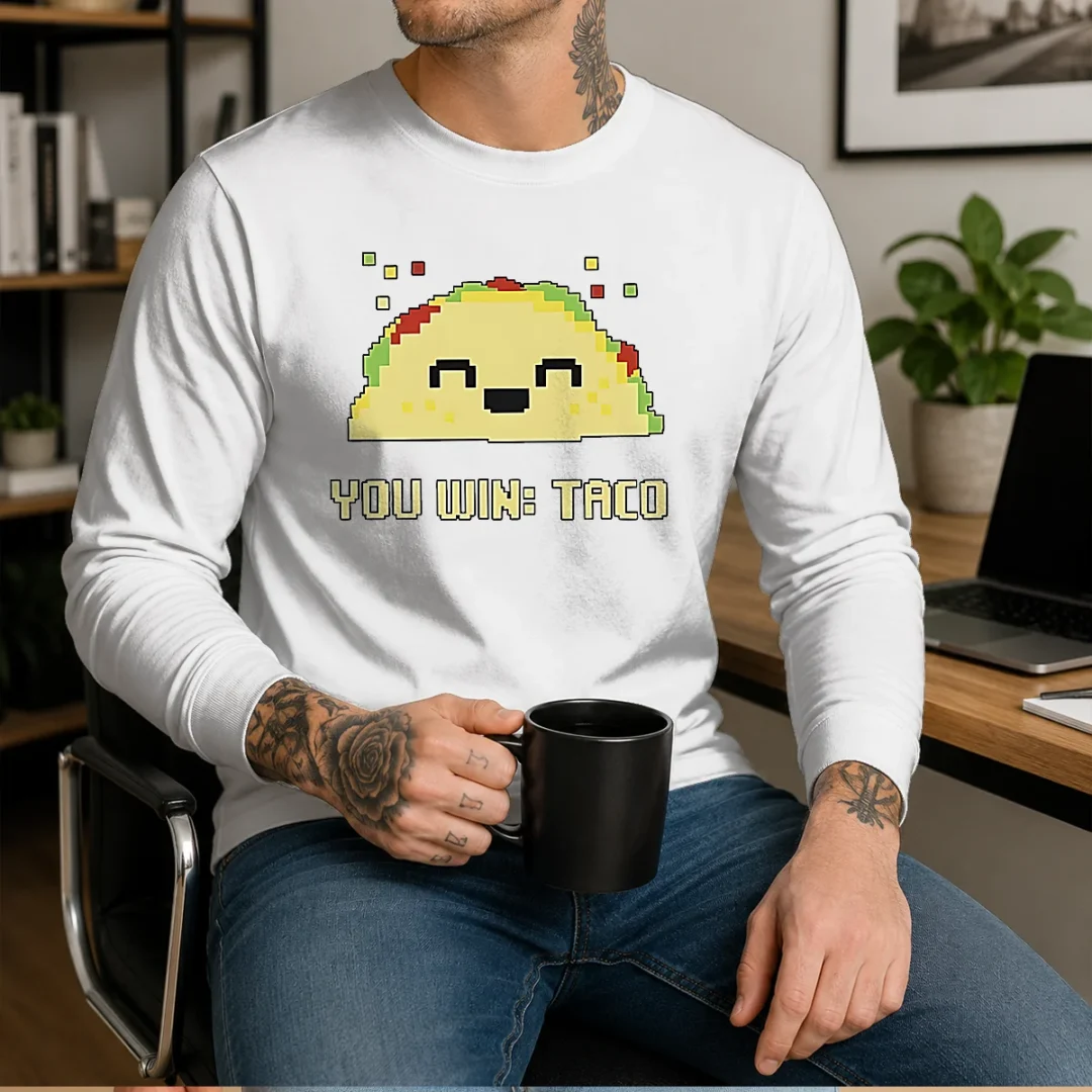 awesome-you-win-taco-pixel-art-gaming-cute-retro-long-sleeve-shirt-1 Awesome You Win Taco Pixel Art Gaming Cute Retro Long Sleeve Shirt