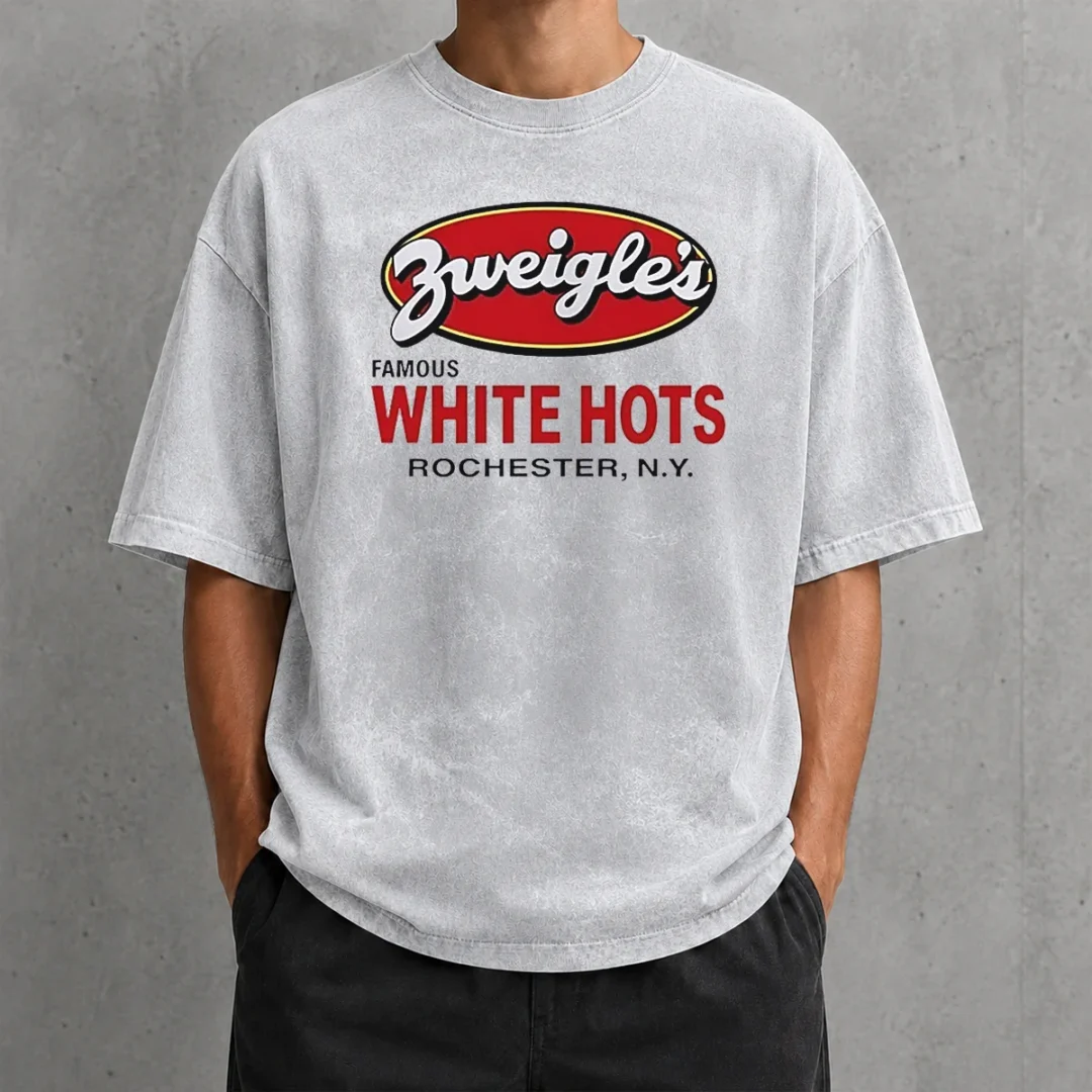 awesome-zweigle-s-famous-white-hots-rochester-ny-washed-t-shirt Awesome Zweigle'S Famous White Hots Rochester NY printed on a soft washed t shirt in white color