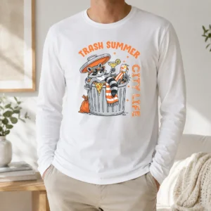 Happy Top Trash Summer City Life Raccoon Long Sleeve Shirt