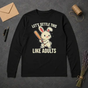 Awesome Rabbit Holding Baseball Bat Let'S Settle This Like Adults Long Sleeve Shirt