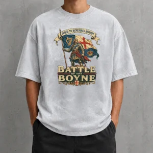 Top Battle Of The Boyne Pride Vintage Washed T Shirt in faded colors with classic crew neck and short sleeves