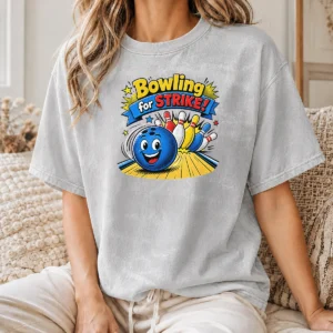 Top Pretty Bowling For Strike Cheerful Pop Art washed t shirt with vibrant pop art design and casual fit