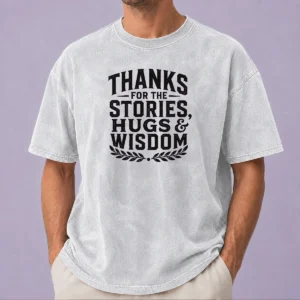 Awesome Grandparents Day Gratitude Silhouette Grandchild Washed T Shirt in soft cotton fabric with faded vintage look