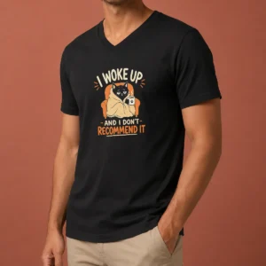 Perfect Awesome I Woke Up And I Don'T Recommend It Geek V Neck Shirt in soft cotton fabric with comfortable fit