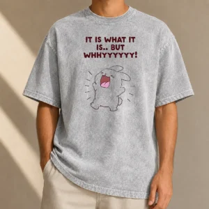 Funny Pretty It Is What It Is But Whhyyyyyy Cute Bunny Washed T-Shirt