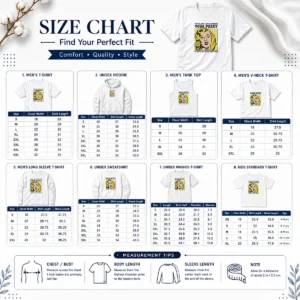 Size chart for Premium They'll Put A Data Center In Your Pussy If You Arent Paying Attention with measurements in inches and cm