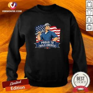 Awesome Labour Day Proud Blue Collar Worker Vector Sweatshirt in blue, featuring bold graphic text and a comfortable crewneck design