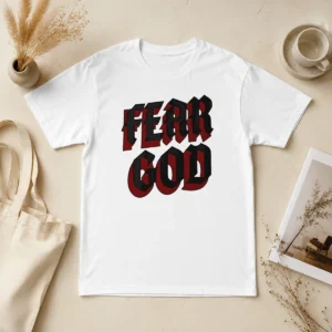 Top Fear God Script Print Faith Inspired Minimalist Religious Statement