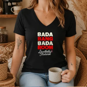 Pretty Lowellville Festival Bada Bang Bada Boom V-Neck Shirt