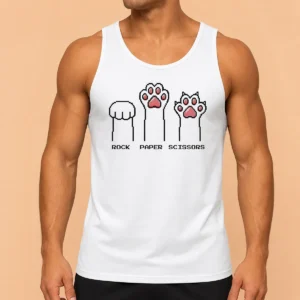 Official Cat Paws Rock Paper Scissors Pixel Art Kitten Tank Top