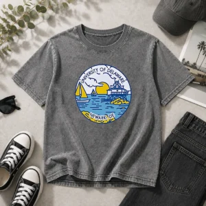 Pretty University Of Delaware Newark DE Coastal Emblem Washed T Shirt showing soft fabric and coastal emblem print