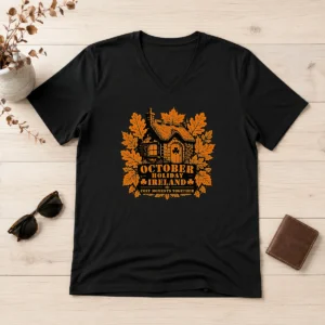 Good October Holiday Ireland Cozy Stencil For Family V-Neck Shirt