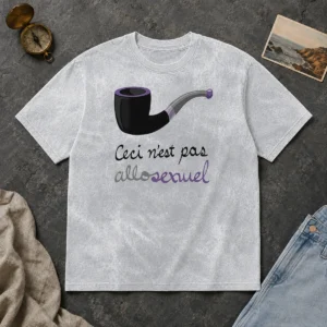 Nice Asexual Pride Rene Magritte Ceci N Est Pas Allosexuel Washed T-Shirt