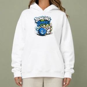 Funny Pretty Bowling For Strike Fun Grunge Streetwear hoodie in black with bold graphic print