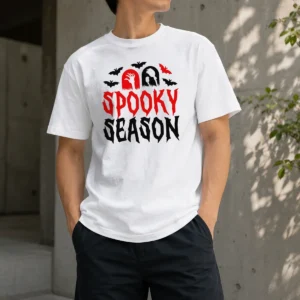 Hot Spooky Season Halloween Bats Witch Broom Zombie