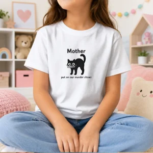 Official Mother Put On Our Murder Shows Black Cat Kids T-Shirt