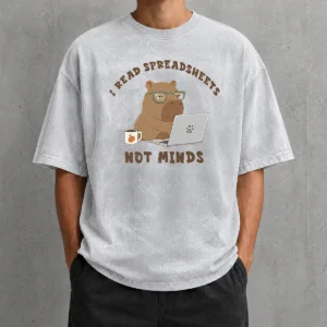 Happy Good I Read Spreadsheets Washed T-Shirt