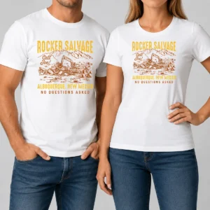 Official Rocker Salvage Call Joe Albuquerque Vintage New Mexico t shirt showing front graphic on a classic crew neck tee