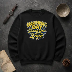 Pretty Grandparents Day Thank You Cartoon Typography Sweater
