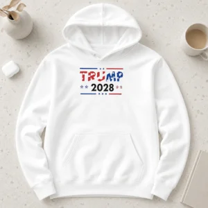 Good Happy Trump 2028 Patriotic Stars And Stripes Hoodie