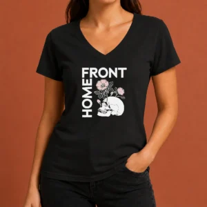 Good Official Homefront Skull Flowers V-Neck Shirt