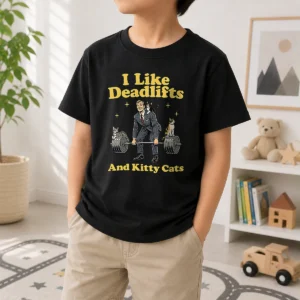 Pretty Deadlifts And Kitties Businessman Kids T-Shirt