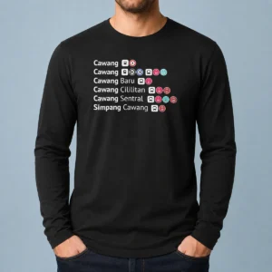 Pretty Cawang Cawang Baru Cililitan Sentral Simpang Cawang Transport Transit Map long sleeve shirt featuring detailed transit map design