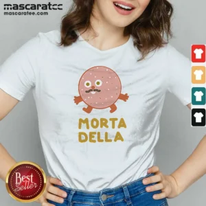 Funny Mortadella Food Cartoon Character Salami Meat V-Neck Shirt