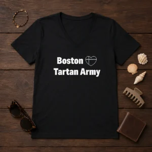 Nice Boston Tartan Army I Love Scotland Soccer National Team Supporters V-Neck Shirt