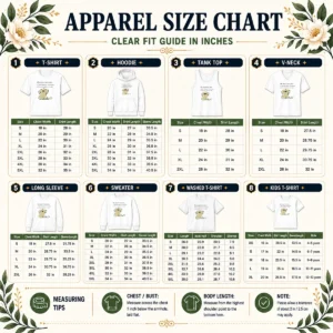 Size chart for Original Good My Dog Two Life Jobs shirt showing measurements in inches and cm